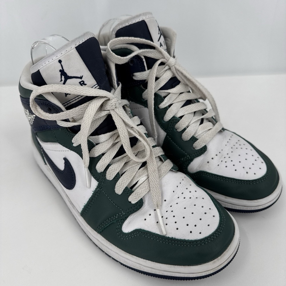 Nike YS Air Jordan 1 Mid SE Noble Green Navy Blue 7.5" DZ5326-300 - Picture 10 of 10